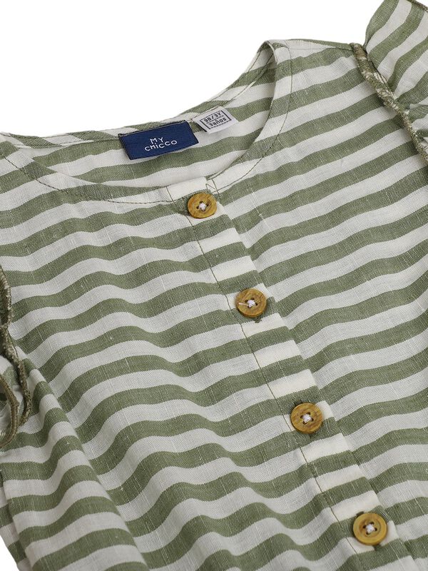 Girls Natural Striped Short Dungaree image number 2
